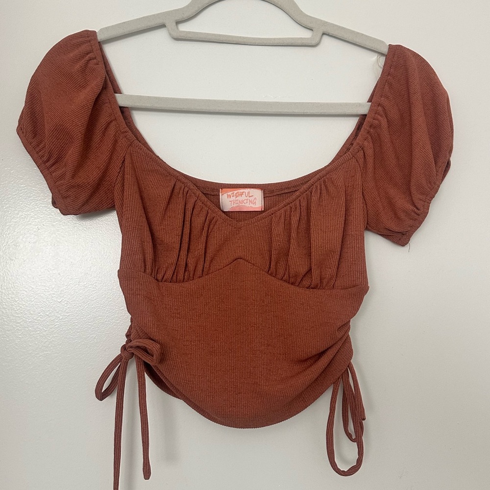 Women’s Brown Tie Tee-Shirt Ruched Cup Going out top Ruby and Jenna Top